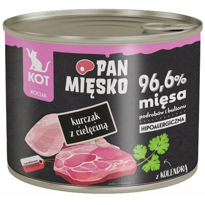 Pan Mięsko kurczak z cielęciną mokra karma dla kociąt waga 12x200 g