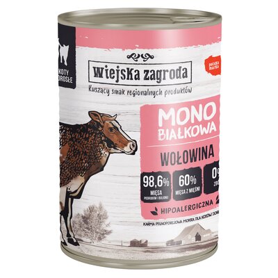 Wiejska Zagroda Monobiałkowa Wołowina dla kotów 400g puszka