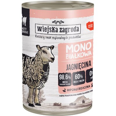 WIEJSKA ZAGRODA Mokra karma dla kota monoproteinowa z jagnięciną 400g