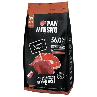 Pan Mięsko karma sucha dla kota Wołowina z jeleniem 1,6kg hypoalergiczna