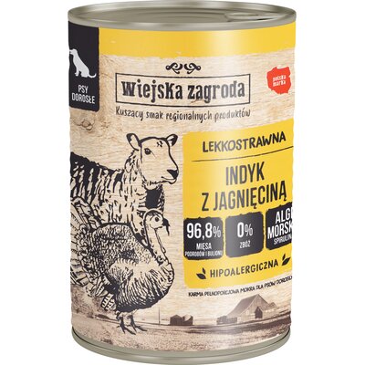 Wiejska Zagroda Karma z indykiem i jagnięciną dla psa 400g