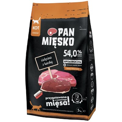 Pan Mięsko cielęcina z kaczką M sucha karma dla kota waga 5 kg