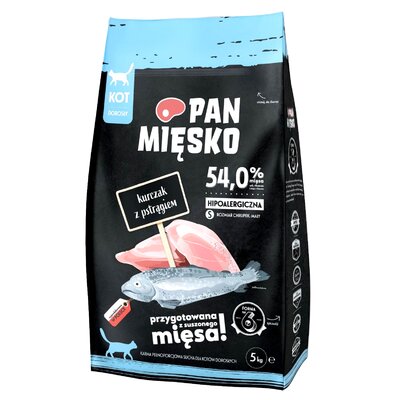 Pan Mięsko Kurczak z pstrągiem 5kg sucha karma dla kota hipoalergiczna