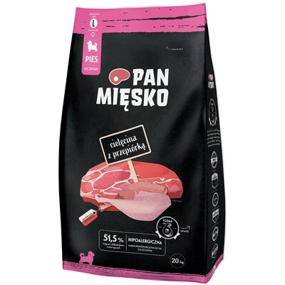 Pan Mięsko dla Szczeniąt Cielęcina z Przepiórką L 20kg