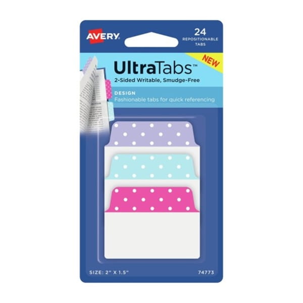ZAKŁADKI INDEKSUJĄCE 50,8x38,1mm PP 3x8szt. KOLOROWE KROPKI AVERY 24szt.