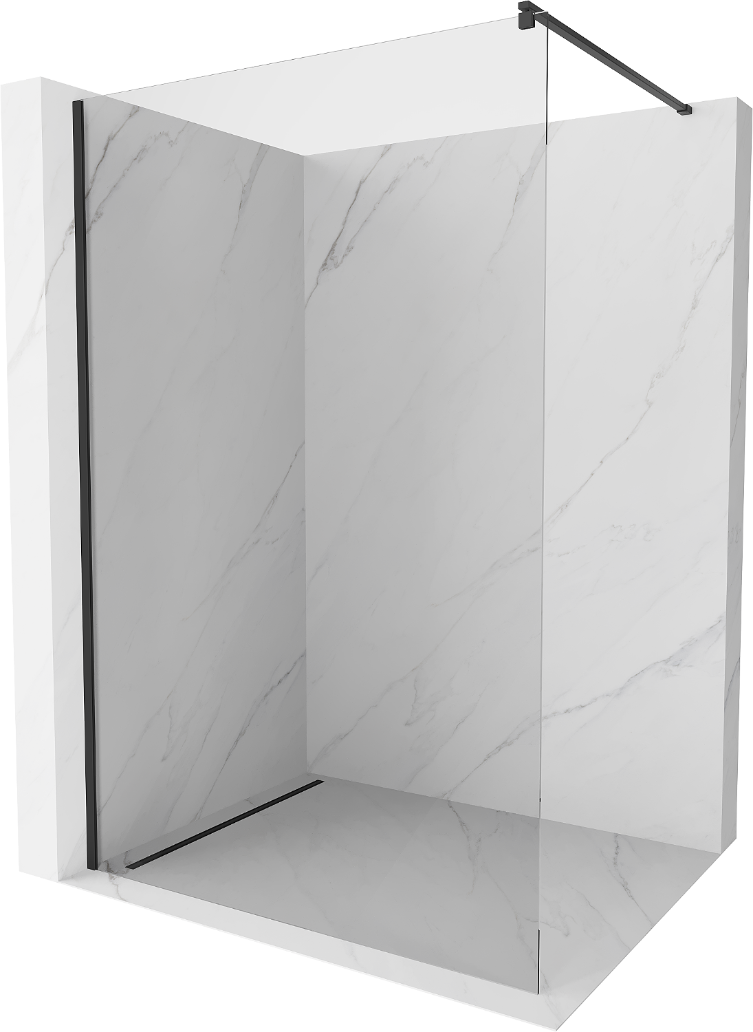 Mexen Kioto ścianka prysznicowa Walk-in 115 x 200 cm, transparent 8 mm, czarna - 800-115-101-70-00