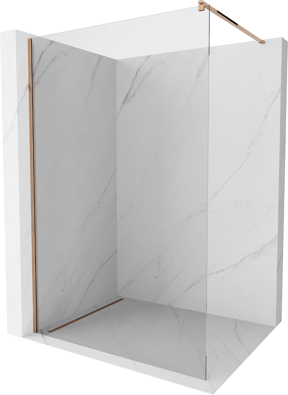 Mexen Kioto ścianka prysznicowa Walk-in 75 x 200 cm, transparent 8 mm, różowe złoto - 800-075-101-60-00