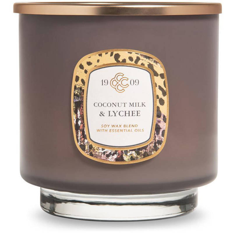Sojowa świeca zapachowa w szkle 3 knoty Colonial Candle 567 g - Mleko kokosowe Liczi Coconut Milk & Lychee