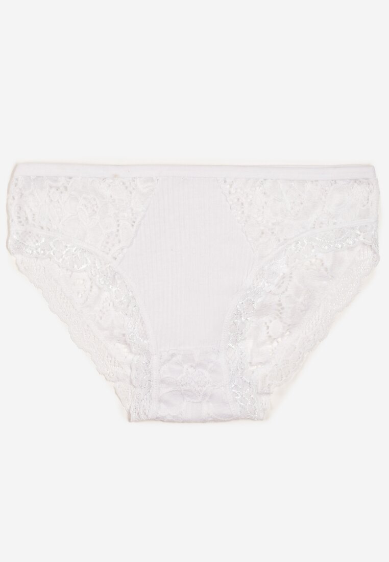 Białe Majtki Figi Ozdobione Subtelną Koronką Hiesa