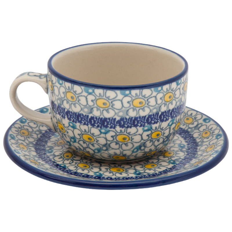 FILIŻANKA do herbaty kawy 200 ml ze spodkiem - Ceramika Artystyczna Bolesławiec