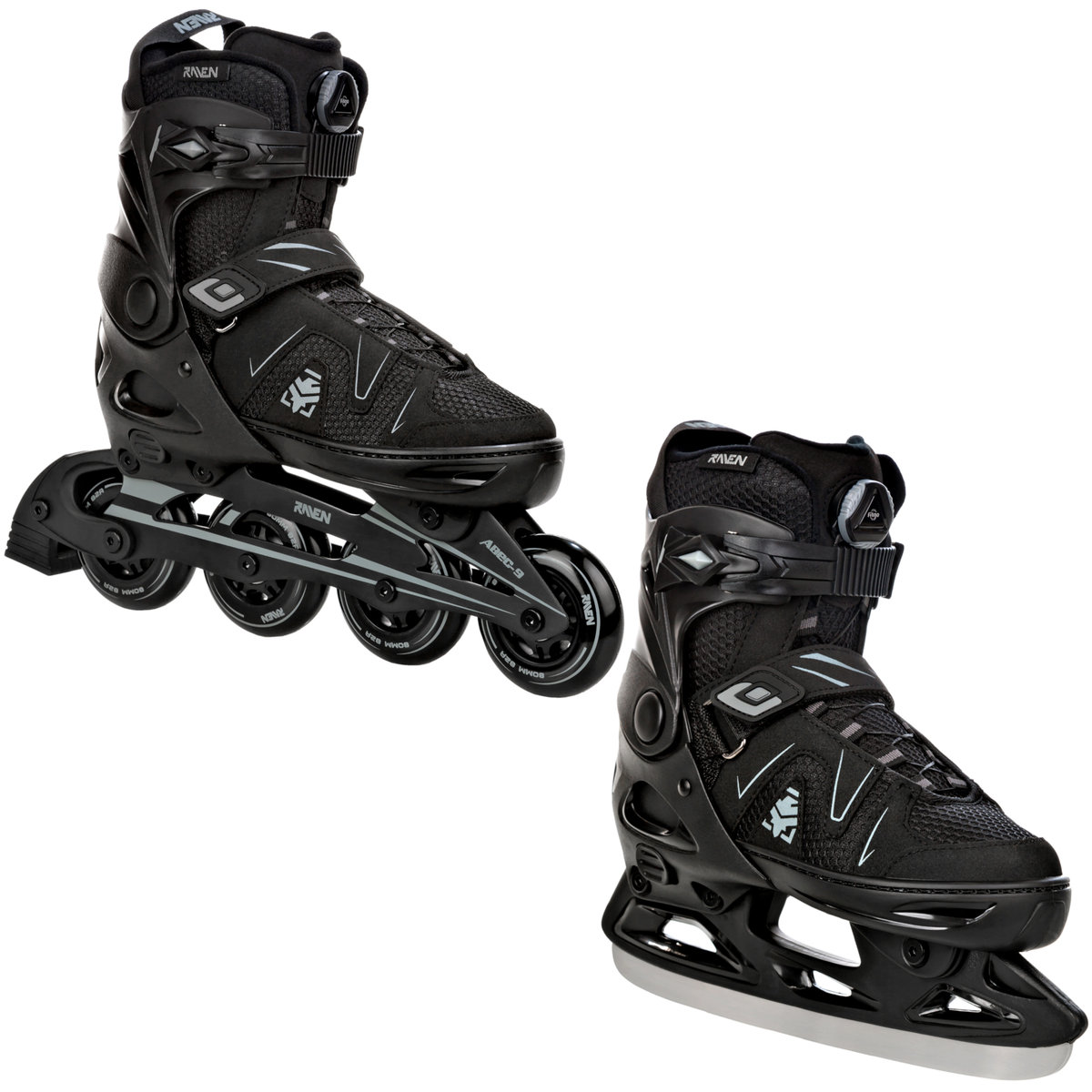 Rolki Łyżwy Hokejowe 2W1 Raven Pulse Pro Black Fitgo 43-46