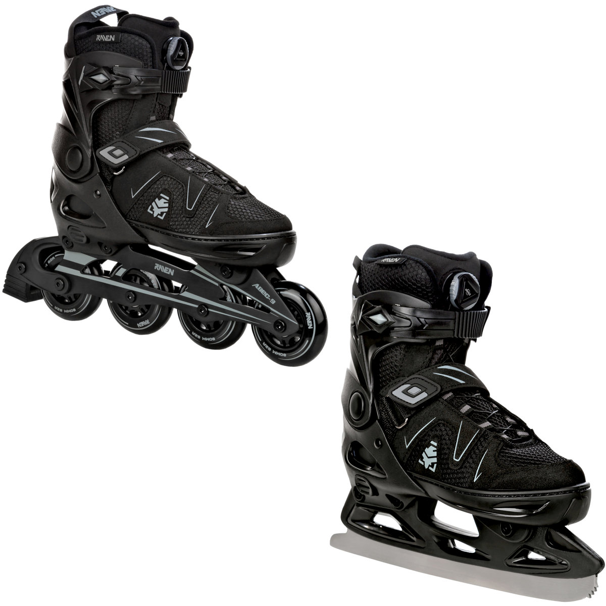 Rolki Łyżwy Figurowe 2W1 Raven Pulse Pro Black Fitgo 37-40