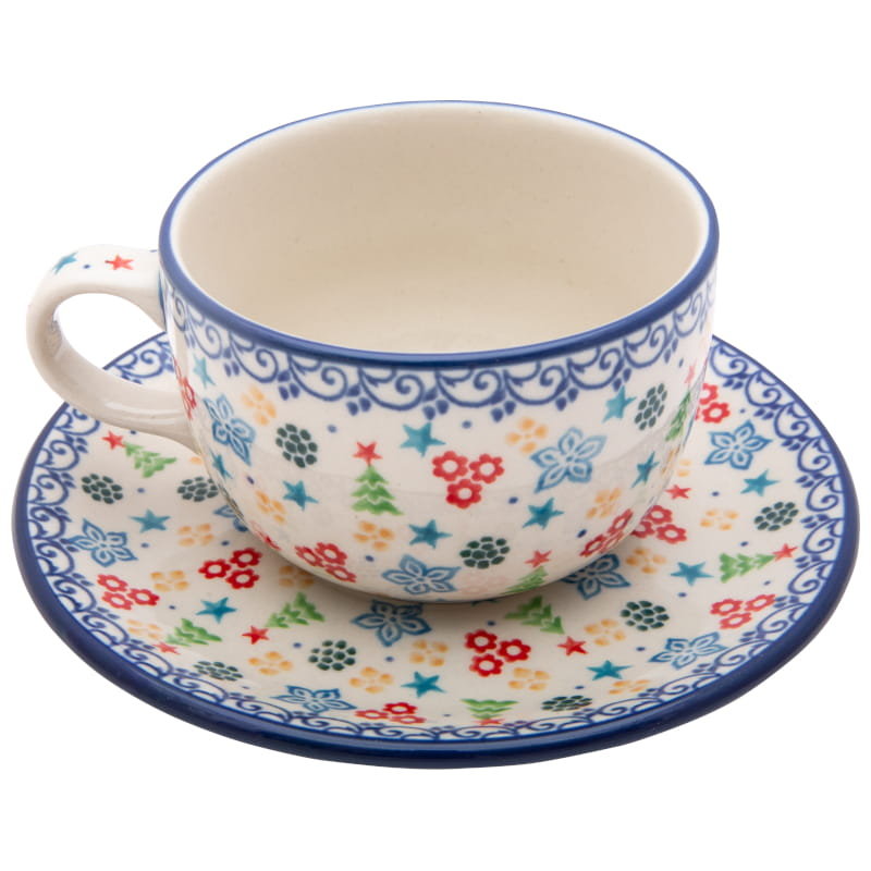 FILIŻANKA do herbaty kawy 200 ml ze spodkiem - Ceramika Artystyczna Bolesławiec