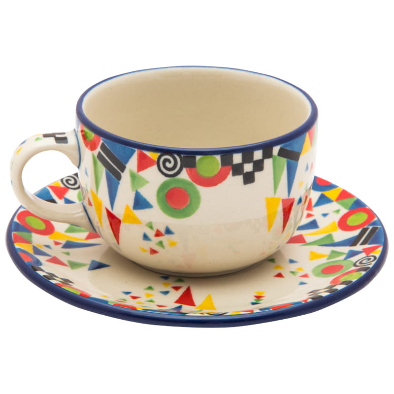 FILIŻANKA do herbaty kawy 200 ml ze spodkiem - Ceramika Artystyczna Bolesławiec