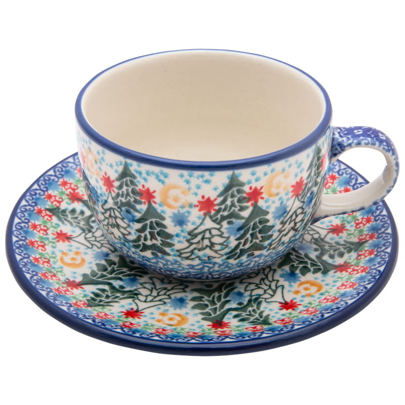 FILIŻANKA do herbaty kawy 200 ml ze spodkiem - Ceramika Artystyczna Bolesławiec