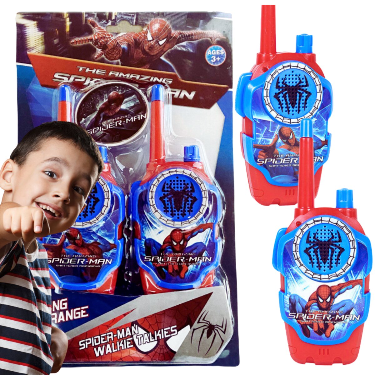 WALKIE TALKIE SPIDER MAN DLA DZIECI ŁOKI TOKI KRÓTKOFALÓWKI ZESTAW