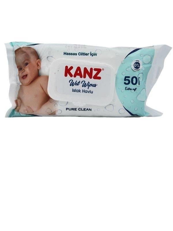 Chusteczki Nawilżane Mokre dla Niemowląt Dzieci Pure Bez Parabenów Bez Alkoholu Kanz 50szt