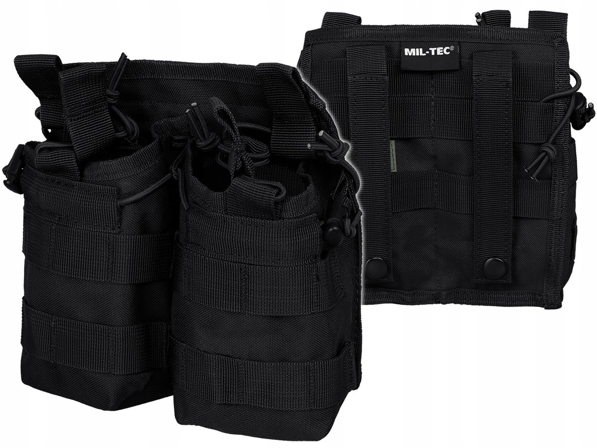 Mil-Tec Ładownica na 4 magazynki AK-47 / M4/ M16 Open Top Molle 25mm  Czarna