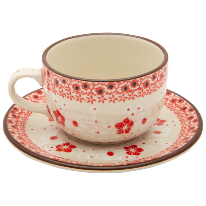 FILIŻANKA do herbaty kawy 200 ml ze spodkiem - Ceramika Artystyczna Bolesławiec