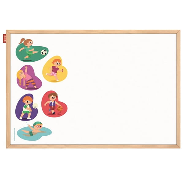 Tablica edukacyjna magnetyczna suchościeralna 40x60cm nadruk PRZYGODA ZE SPORTEM rama drewniana MEMOBE 1szt. /MTM060040.SP01.01.51/