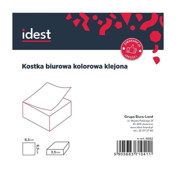 Kostka biurowa kolorowa klejona 85x85x35 - 1 szt.