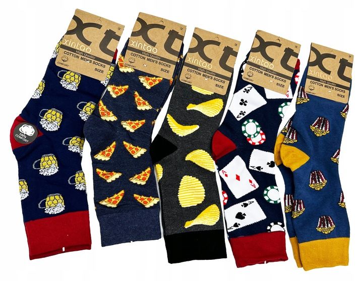 5 Par Skarpety Męskie Śmieszne Wysokie Skarpetki BAWEŁNIANE 43-46 MODNE