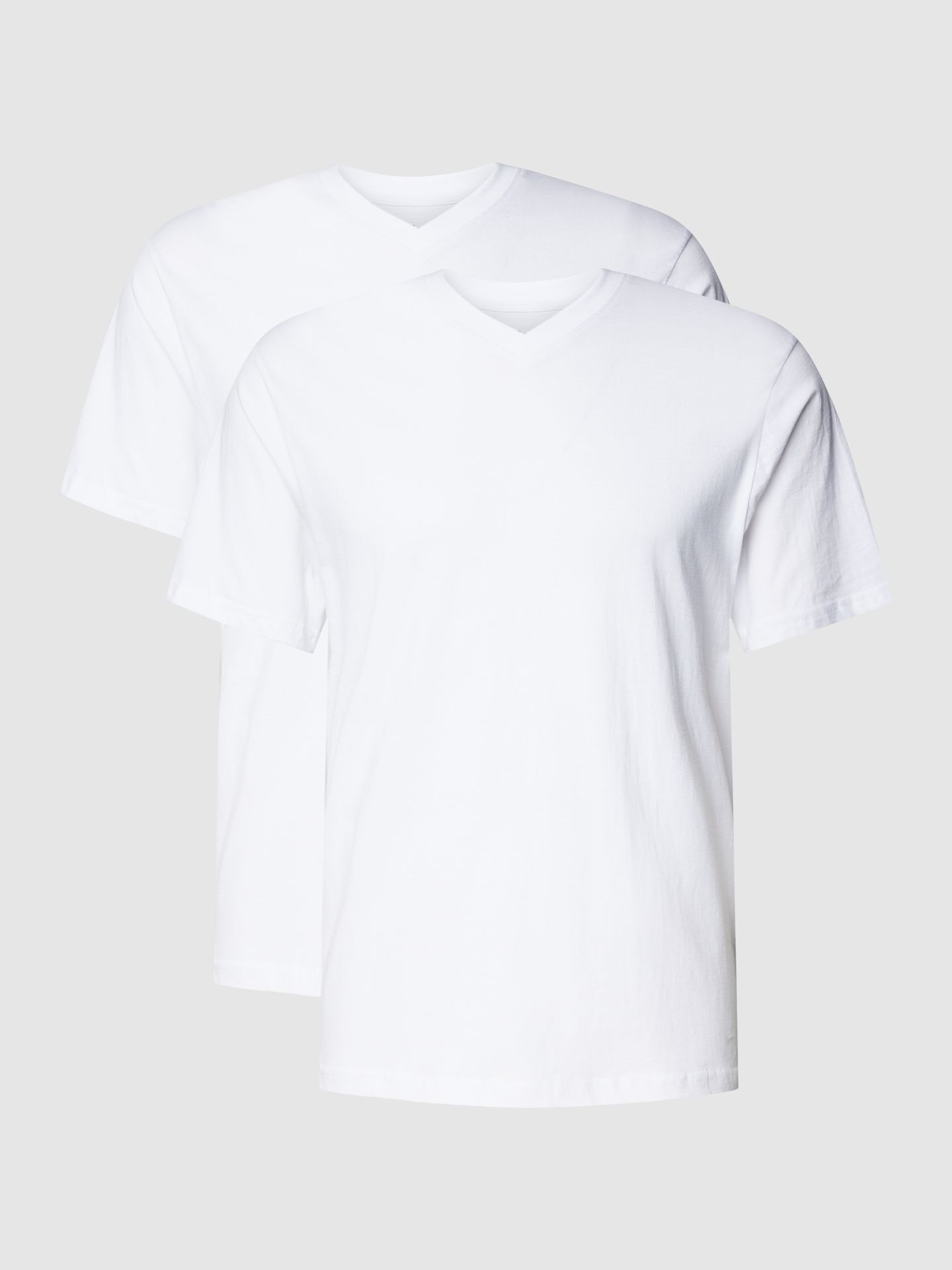 T-shirt z dekoltem w serek w zestawie 2 szt. model ‘PURE COTTON’