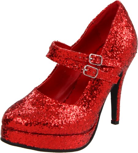Ellie Shoes Damska czółenka Maryjane 421-Jane-G, czerwony - czerwony brokat - 44 EU