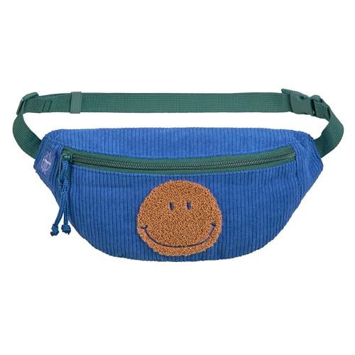 LÄSSIG Dziecięca torba na brzuch, torba na ramię z regulowanym paskiem/Mini Bum Bag Cord Little Smile Blue, niebieski, Dziecięca torba na brzuch