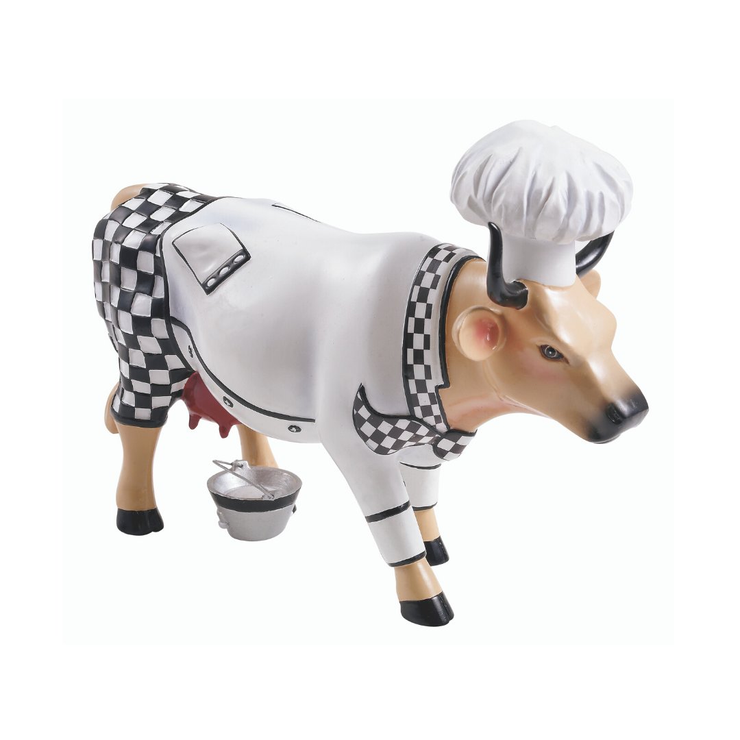CowParade, figurka-krówka CHEF COW, średnia/poliresing