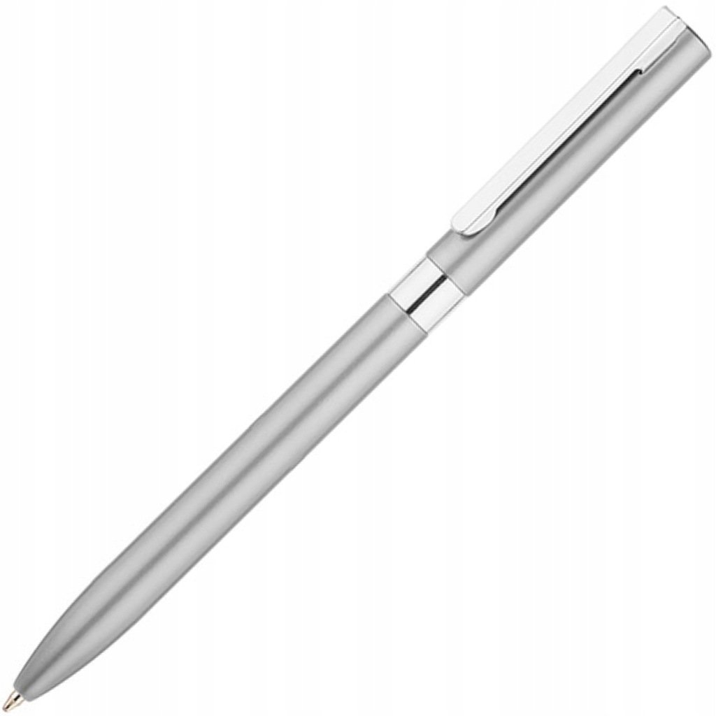 SREBRNY DŁUGOPIS ŻELOWY z niebieskim wkładem METAL