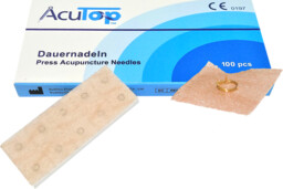 Pozłacane igły do akupunktury na plastrze - pinezki do długotrwałej stymulacji aktywnych biologicznie punktów na ciele AcuTop (Gold Press Acupuncture