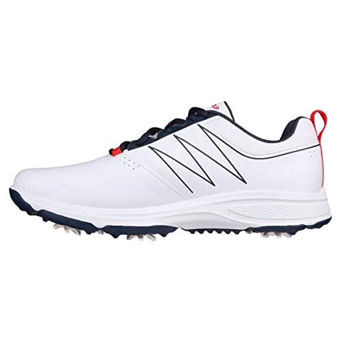 Skechers Męskie tenisówki GO Golf Torque, białe syntetyczne/granatowe/czerwone wykończenie, rozmiar 40, Białe syntetyczne granatowo-czerwone wykończenie, 47.5 EU