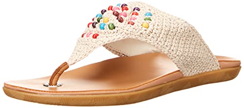 The SAK Damskie sandały Shana szydełkowane stringi płaskie, Koraliki Ecru Bali, 38 EU