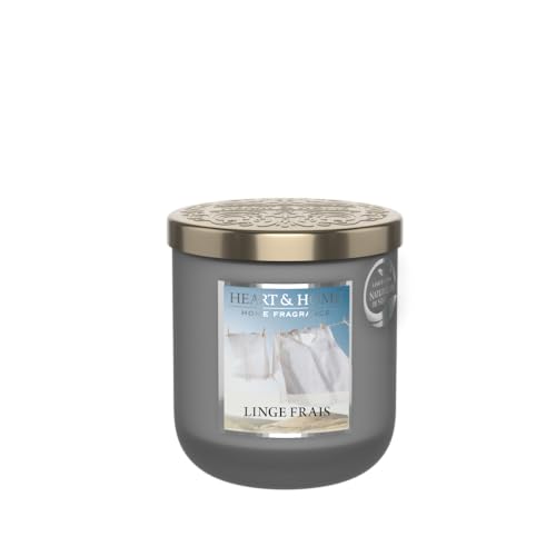 HEART & HOME świeca zapachowa z naturalnego wosku sojowego do domu, mała słoik świeża, czas palenia 30 godzin, prezent, dekoracja i zapach do domu, szklany słoik