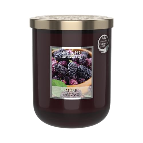 HEART & HOME świeca zapachowa z naturalnego wosku sojowego do domu, duży słoik z dzikiej jeżyny, czas palenia 75 h, prezent, dekoracja i zapach do domu, szklany słoik
