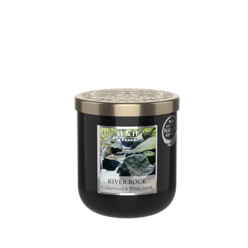 HEART & HOME świeca zapachowa z naturalnego wosku sojowego do domu, mała słoik żywa woda i zaroślina, czas palenia 30 godzin, prezent, dekoracja i zapach do domu