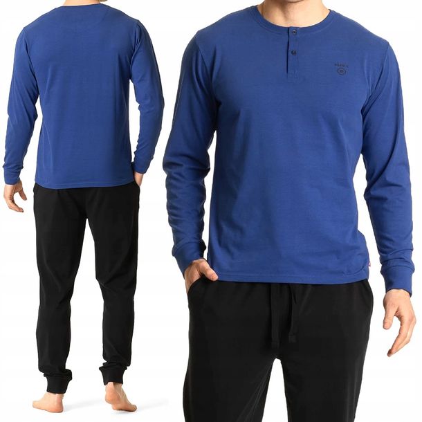 ATLANTIC NMP-360 męska PIŻAMA 100% BAWEŁNA długi rękaw - XL