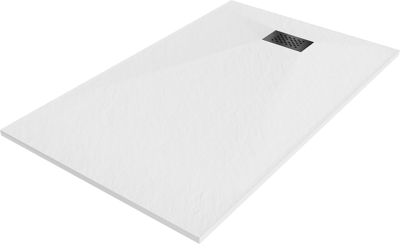 Mexen Hugo brodzik prostokątny SMC 140 x 90 cm, biały, maskownica czarna - 42109014-B