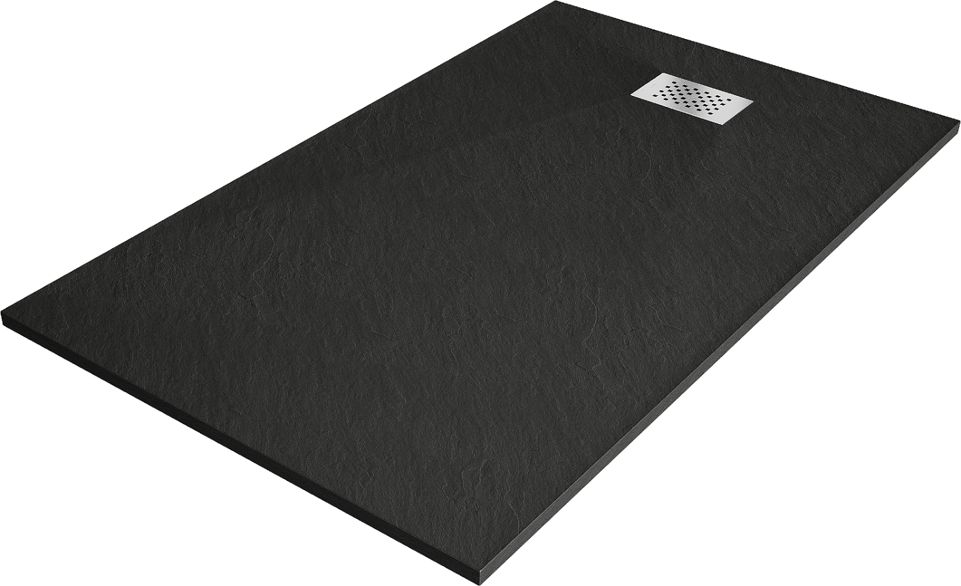 Mexen Hugo brodzik prostokątny SMC 140 x 90 cm, czarny, maskownica inox - 42709014-X