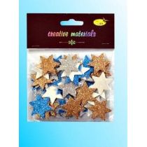 Gwiazdki z pianki brokatowej kolorowe 60 szt.