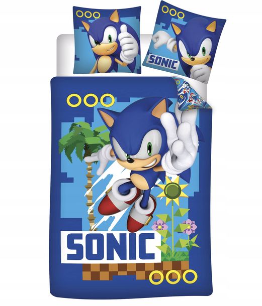 Pościel Dziecięca 160x200 Bawełna Sonik Gra Sega Sonic 03