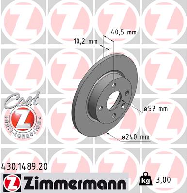 ZIMMERMANN Tarcza hamulcowa ZIMMERMANN 430.1489.20 569112 430.1489.20