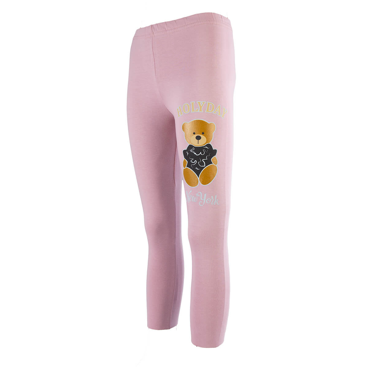 Legginsy z misiem Holyday, pudrowy róż, Tup Tup