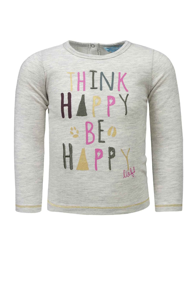 Bluzka dziewczęca z długim rękawem, ecru, Think happy, be happy/Lief