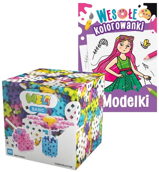 KLOCKI KONSTRUKCYJNE Wafle MELI  Basic Constructor Pink 200 pcs. + kolorowanka