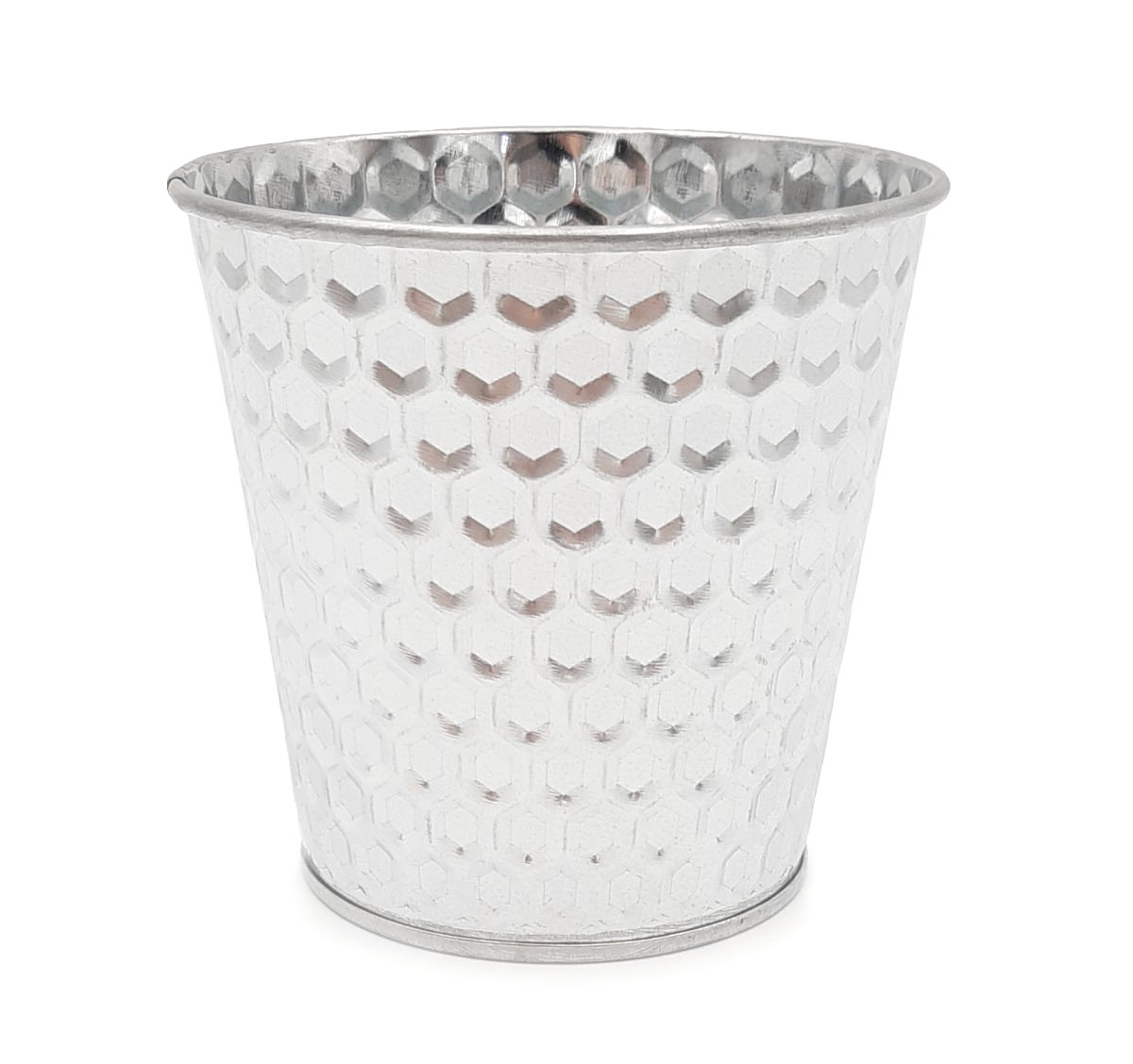 Osłonka Dekoracyjna Na Kwiaty Zioła Srebrna Metalowa 15 Cm