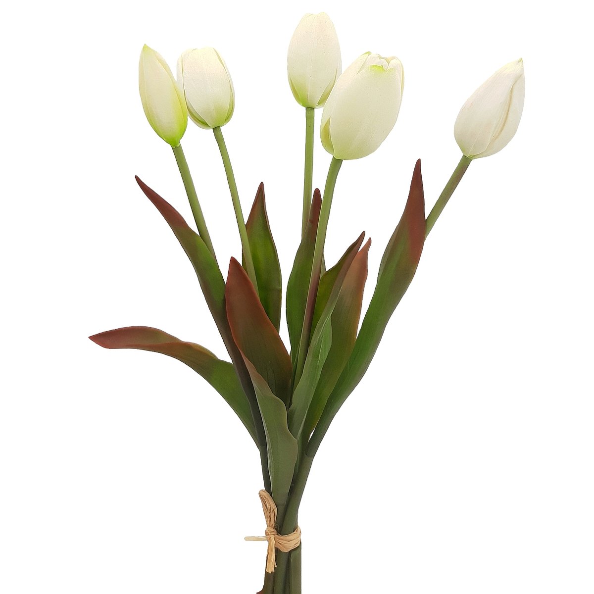 Tulipany silikonowe jak żywe białe bukiet 5 sztuk gumowe 40 cm