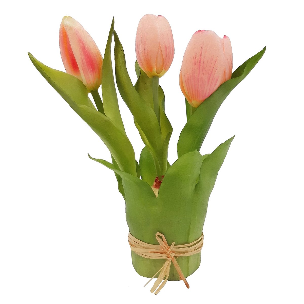 Tulipany silikonowe różowe w bukiecie 20 cm