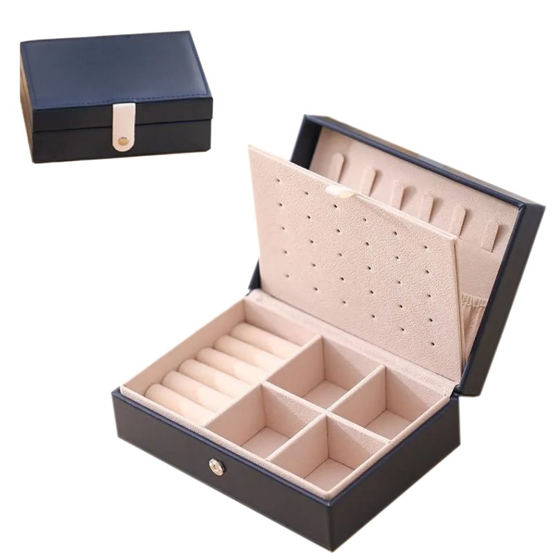 Szkatułka Na Biżuterię Pudełko, Organizer Granatowy